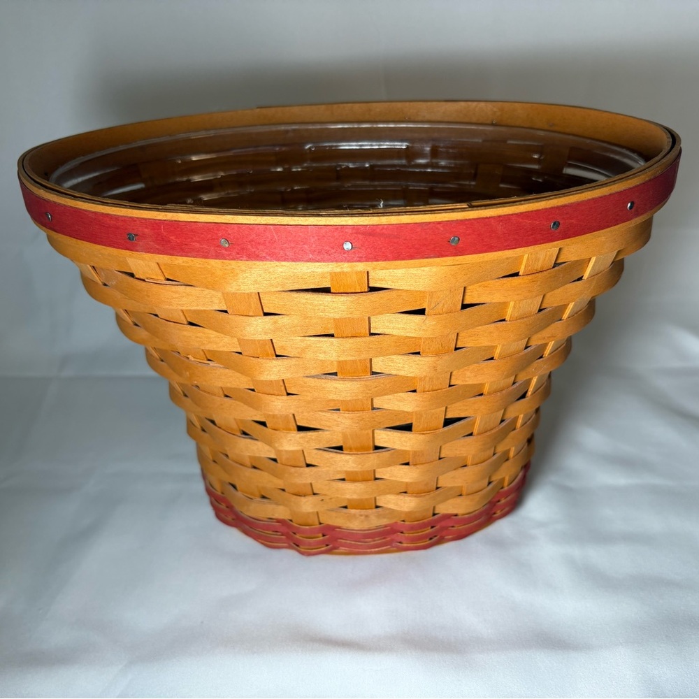 Vintage 2002 Longaberger May Series Geranium Basket with Protector – Red Trim